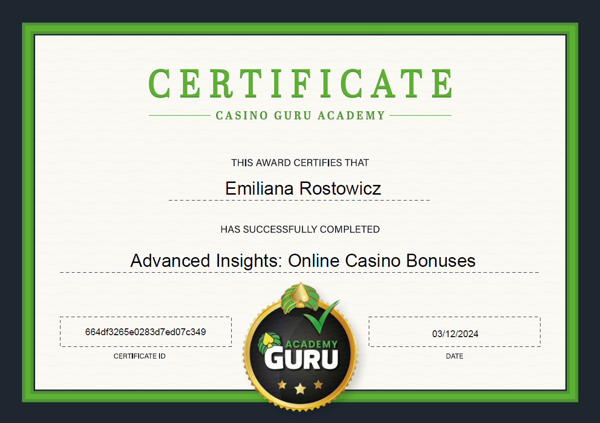 Certyfikat Advanced Insights: Online Casino Bonuses